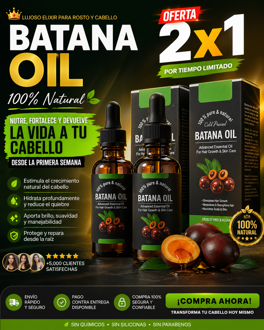 🛍️ BATANA OIL 2X1 – LLEVA 2, PAGA 1 TRATAMIENTO PREMIUN CAPILAR CON ENVIO GRATIS✨