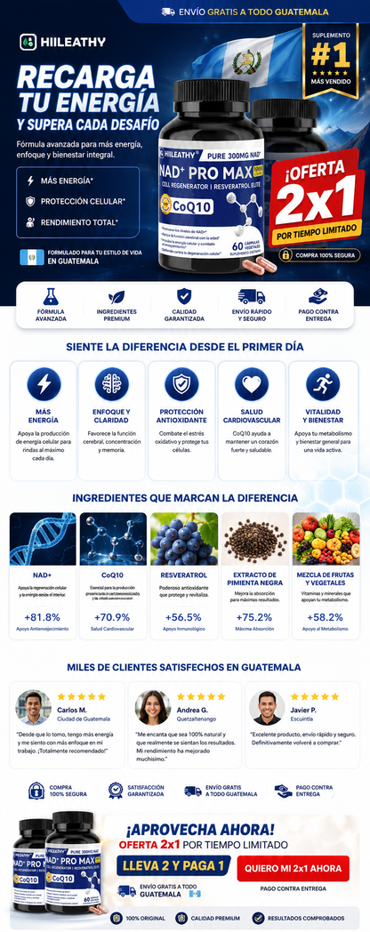 NAD+ PRO MAX LONGEVIDAD, CRECIMIENTO NATURAL Y RENDIMIENTO TOTAL + ENVIO GRATIS