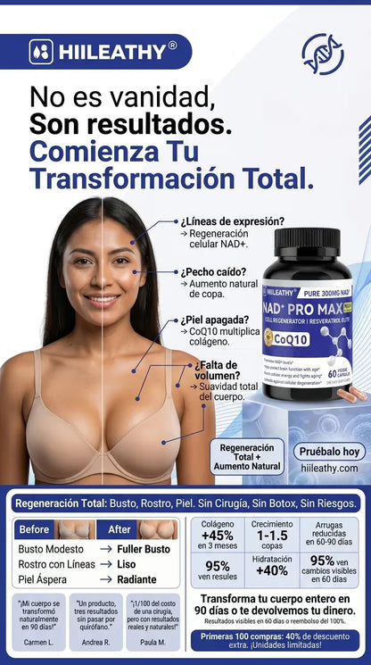 NAD+ PRO MAX LONGEVIDAD, CRECIMIENTO NATURAL Y RENDIMIENTO TOTAL + ENVIO GRATIS